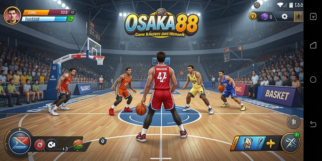 Tampilan antarmuka OSAKA88 yang menarik saat bermain basket.