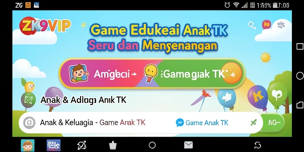 Antarmuka aplikasi ZK9VIP yang cerah dan penuh warna.