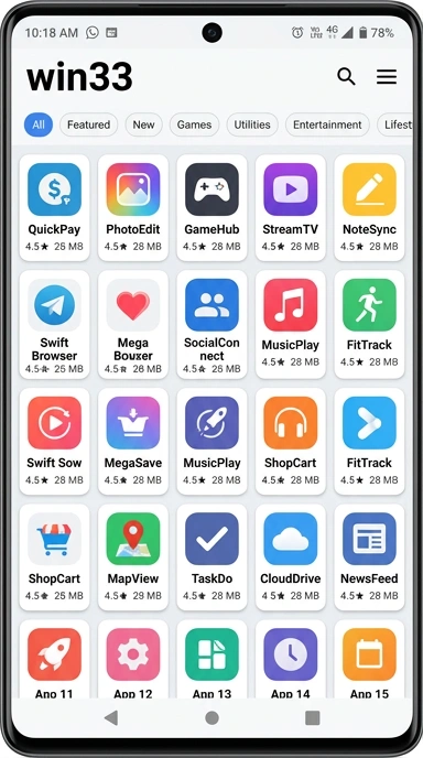 Tampilan katalog aplikasi win33