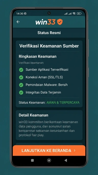 Tampilan kanal resmi win33