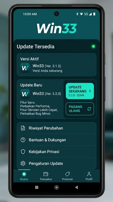 Tampilan riwayat versi win33